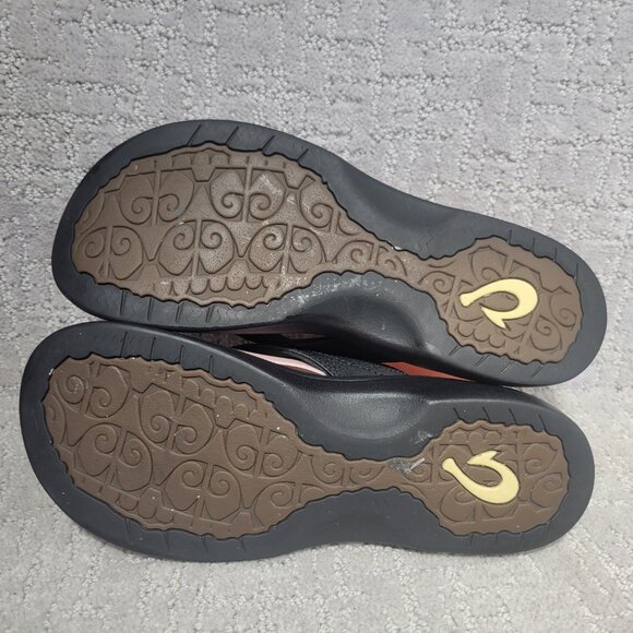 Olukai Ohana Women's Size US 8 Black Leather Slip On Flat Flip Flop Sandals - Picture 9 of 9